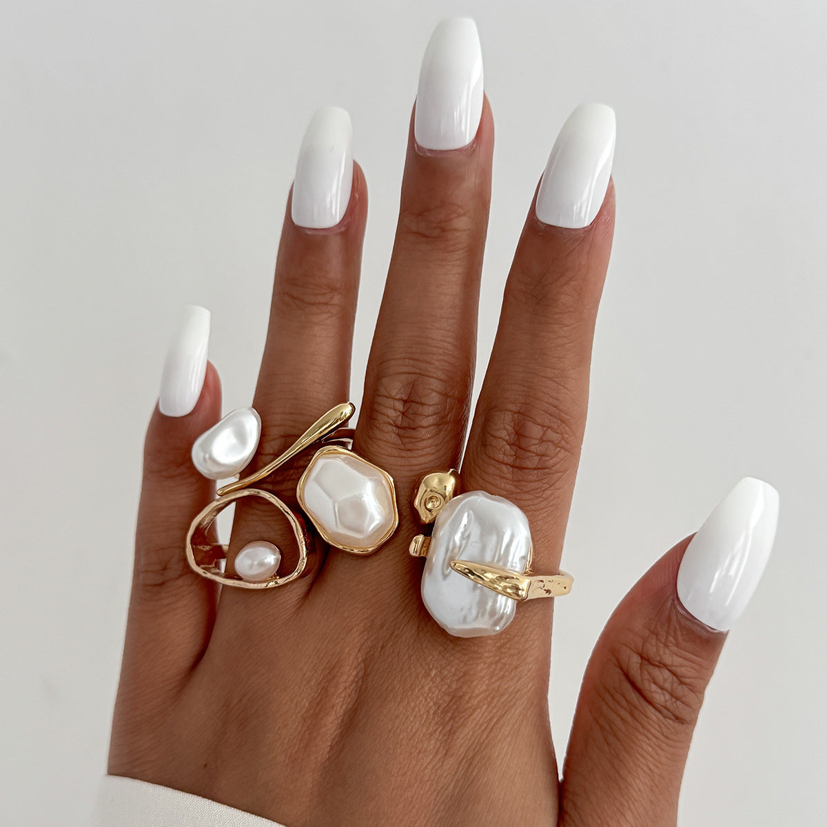 Planderful Imitation Pearl Ring Retro Baroque Statement Jewelry For Women Elegant Vintage Inspired