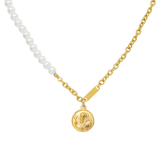 Cold French Style Imitation Pearl Collarbone Necklace