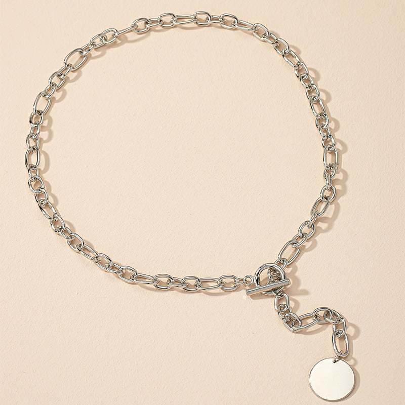 Buckle Chain Pendant Necklace with European and American Style Vibe