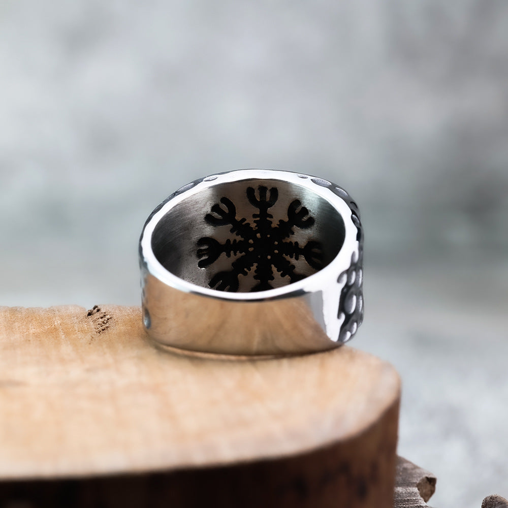 Vintage Personality Viking Triangle Rune Fashion Compass Ring for Men