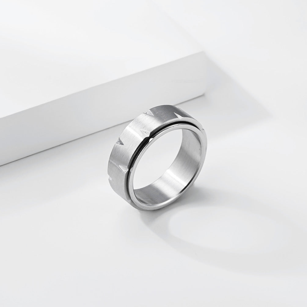Stainless Steel Black Matte Rotating Ring Men's & Minimalist