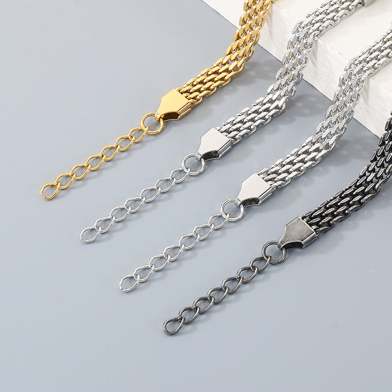 Style Adjustable Day Buckle Woven Bracelet – Daily Stainless Steel Cross Chain Men's