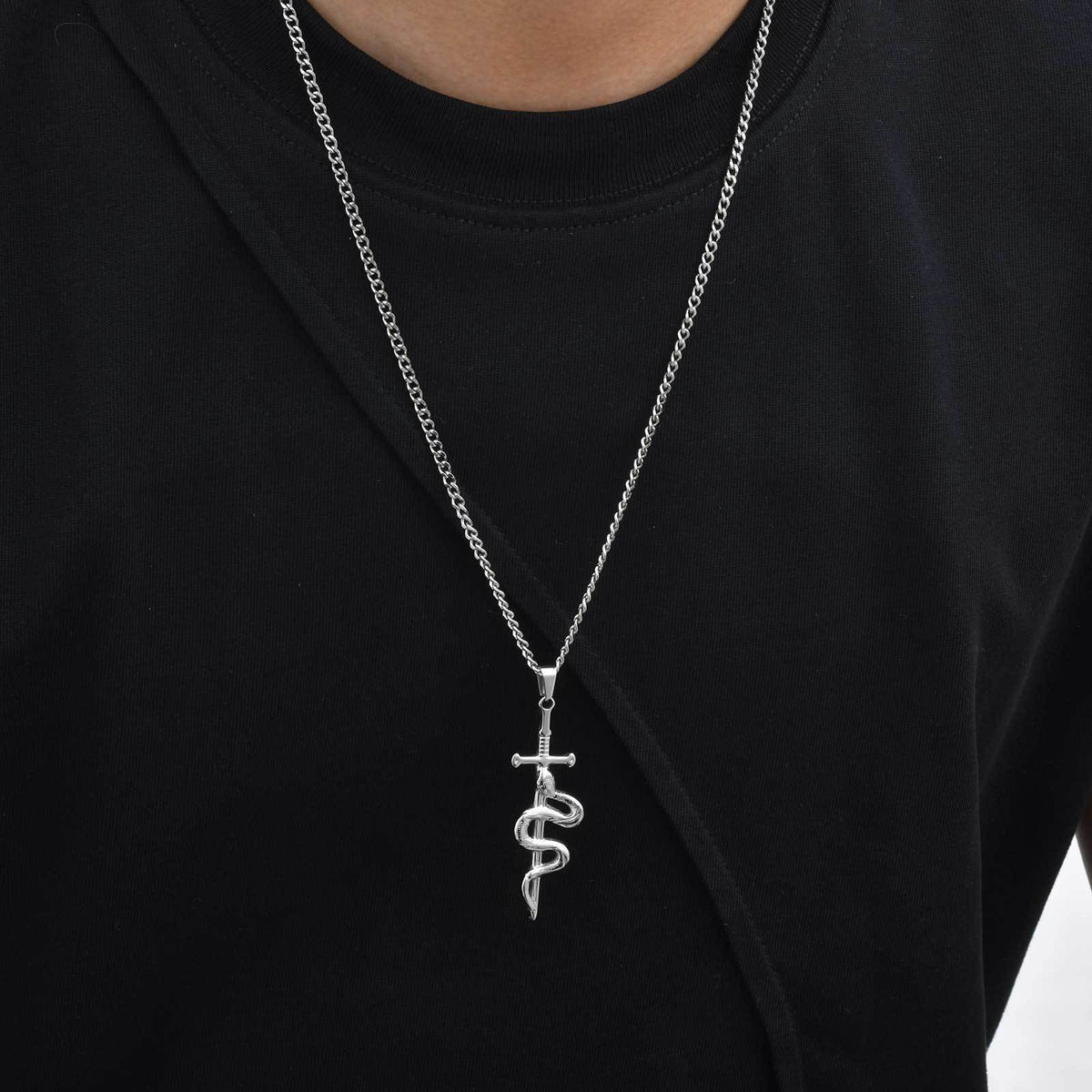 Cross & Snake Pendant — With or Without Chain