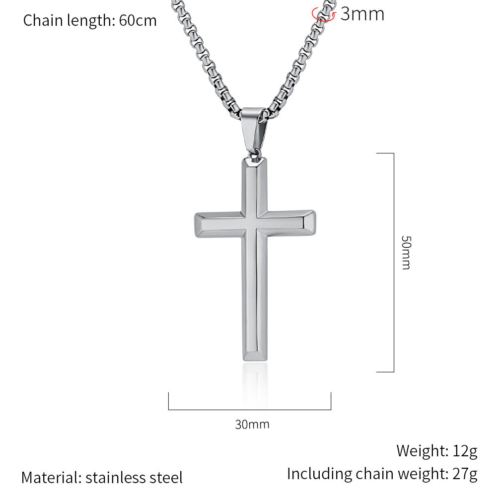 Steel Necklace – Minimalist Cross Pendant