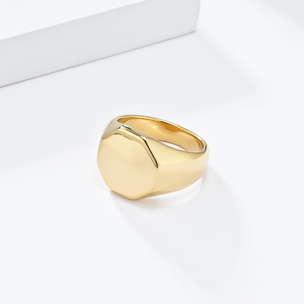 Cold Wind Geometric Six-Sided Titanium Steel Ring for Men