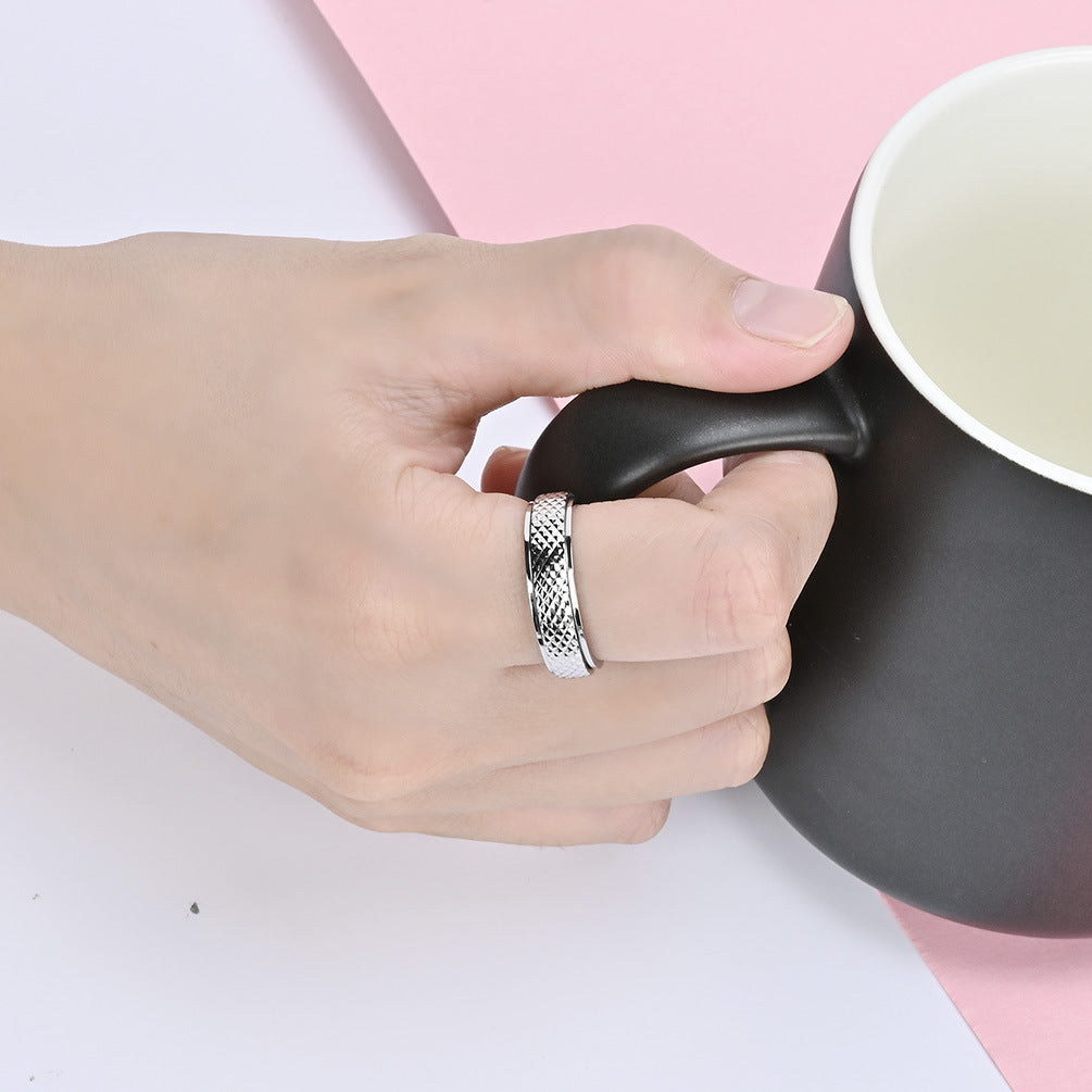 Planderful Rotating Titanium Ring Rhombus Design Unisex Fashion for Hipster Jewelry Lovers