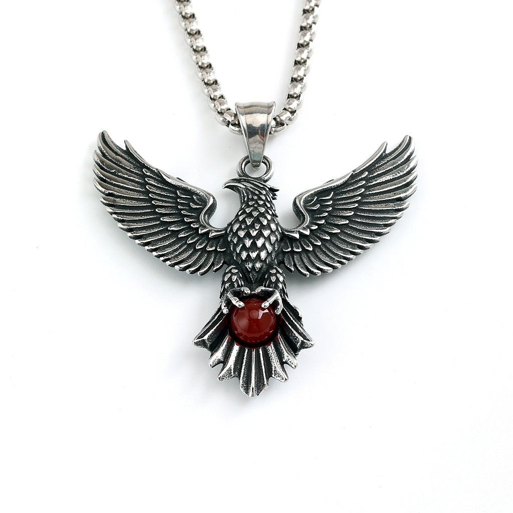 Vintage Eagle Stainless Steel Pendant Necklace