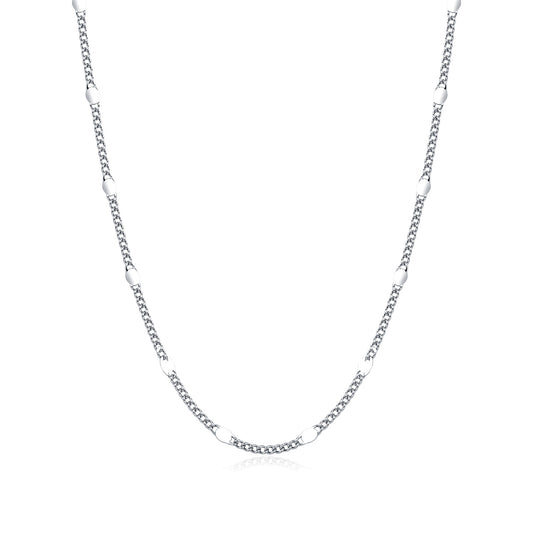 925 Sterling Silver Side-Sequin Chain Necklace