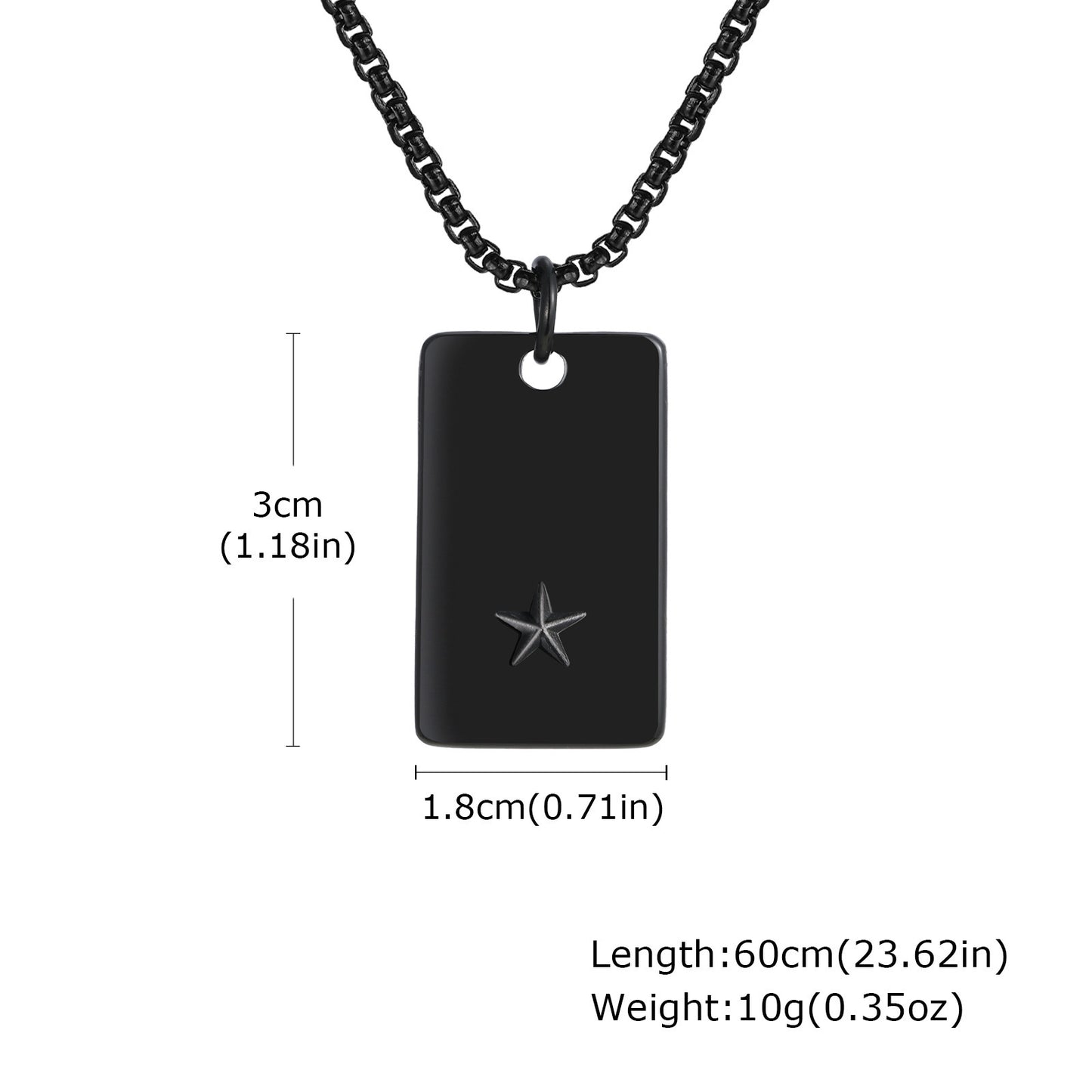 Planderful Mens Hip Hop Pentagram Stainless Dog Tag Pendant
