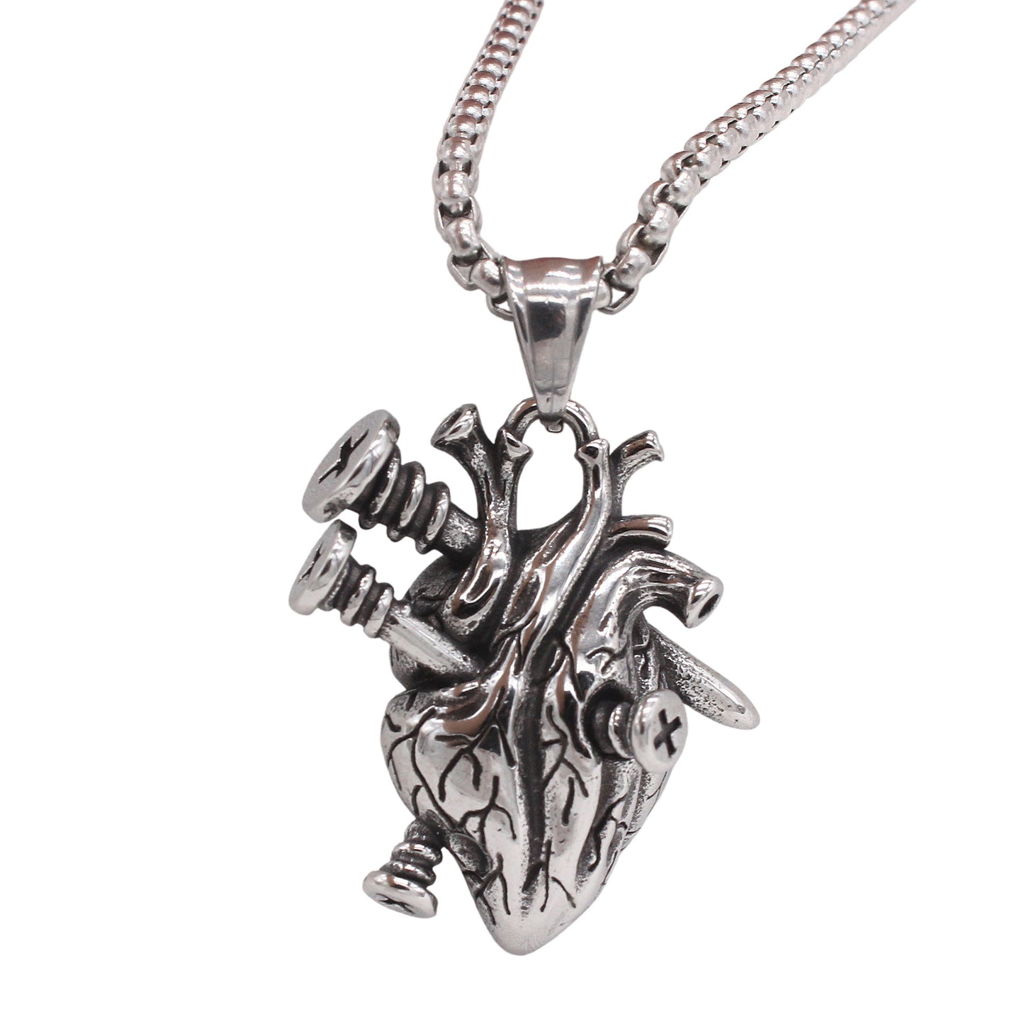 Planderful Jewelry Mens Vintage Heart Pendant In Titanium Steel Elegant Everyday Jewelry Gift