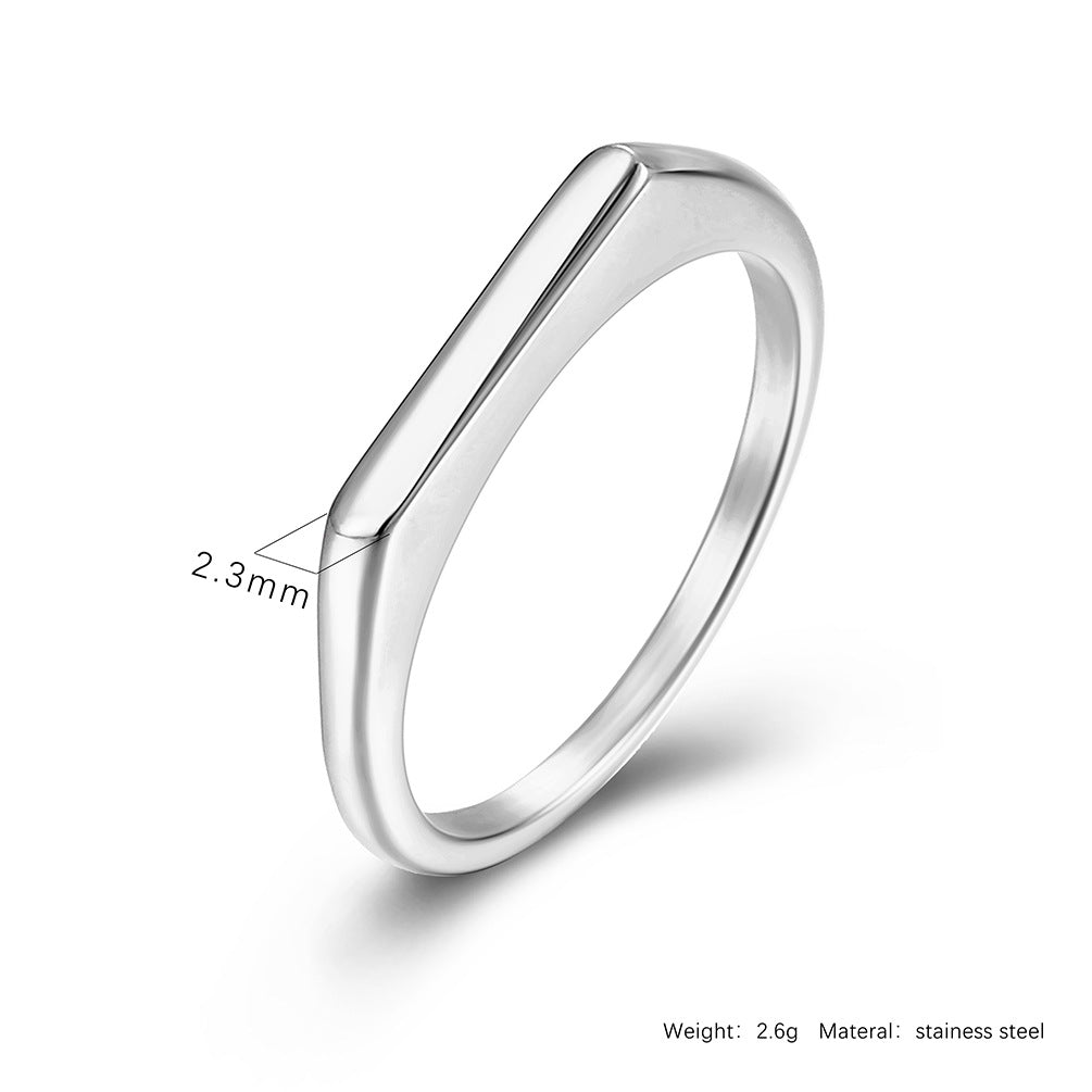Planderful Titanium Steel Ring For Women Minimalist Light Luxury Sleek Smooth Surface