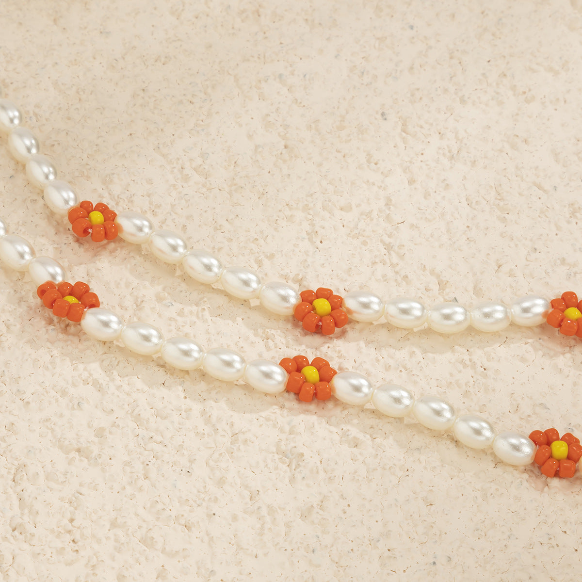 Planderful Vienna Verve Bohemian Daisy Collarbone Necklace Beaded Imitation Pearl For Boho Chic Women