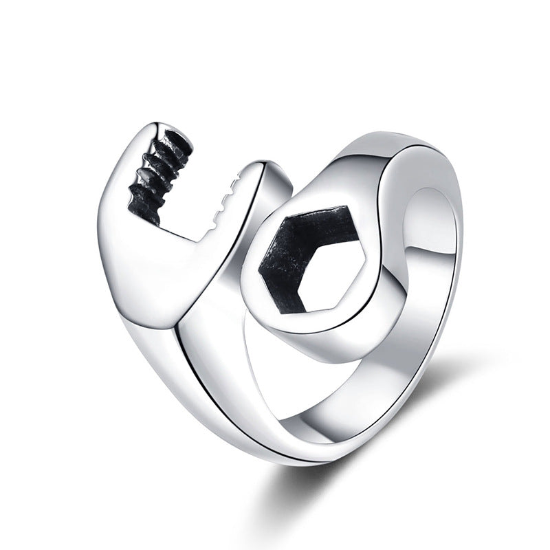 Steel Ring – Vintage Punk Wrench Screw Metal Band With Adjustable Fit And Unisex Style