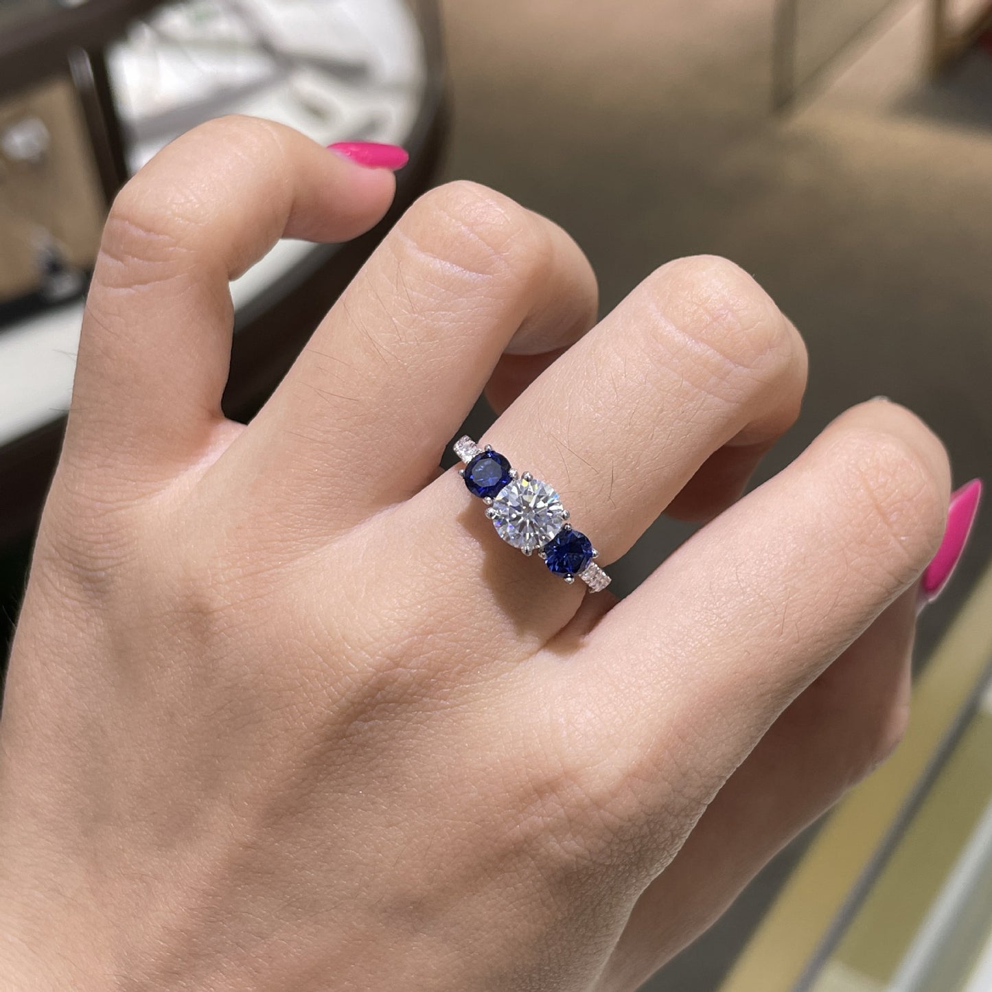 Planderful Moissanite Ring Sparkling ThreeStone 1Ct For Her