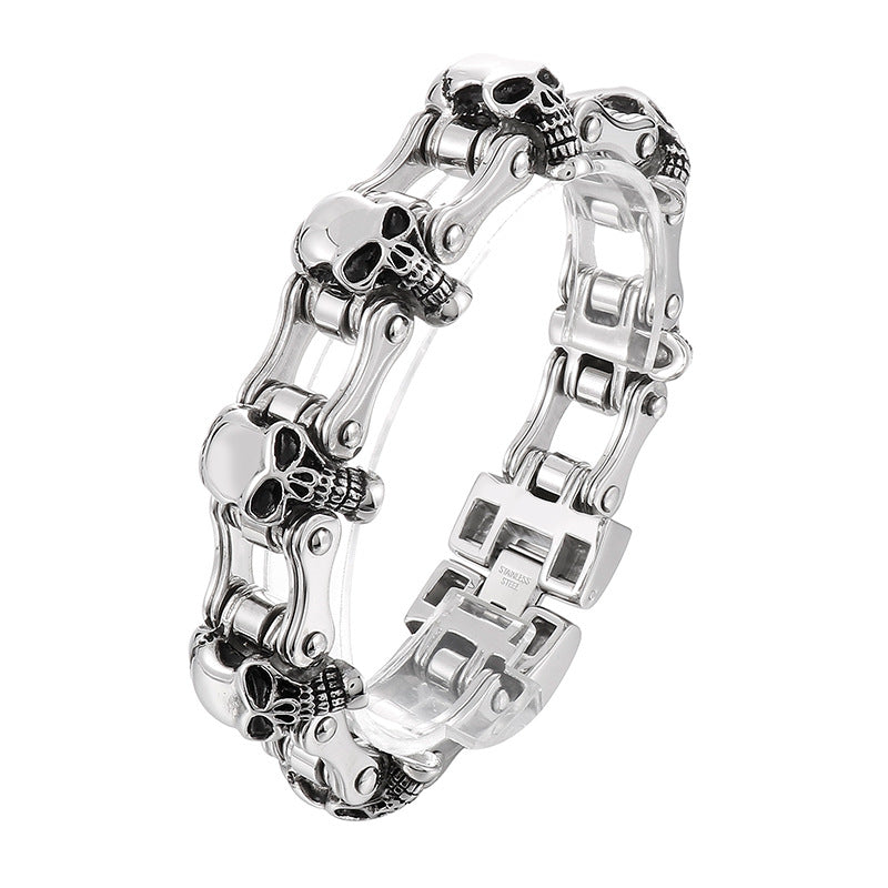 Retro Skull Locomotive Stainless Steel Bracelet for Men - Hiphop Street Style Jewelry