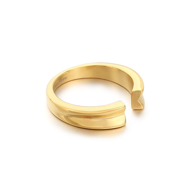 Planderful Mens Ring Gold Plated Stainless V Slot Opening