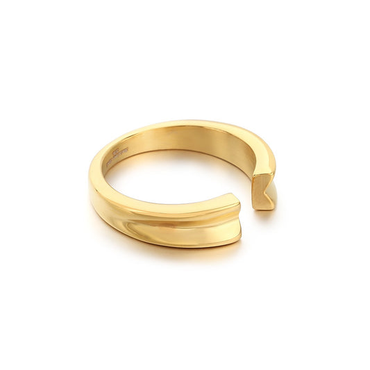 Planderful Mens Ring Gold Plated Stainless V Slot Opening