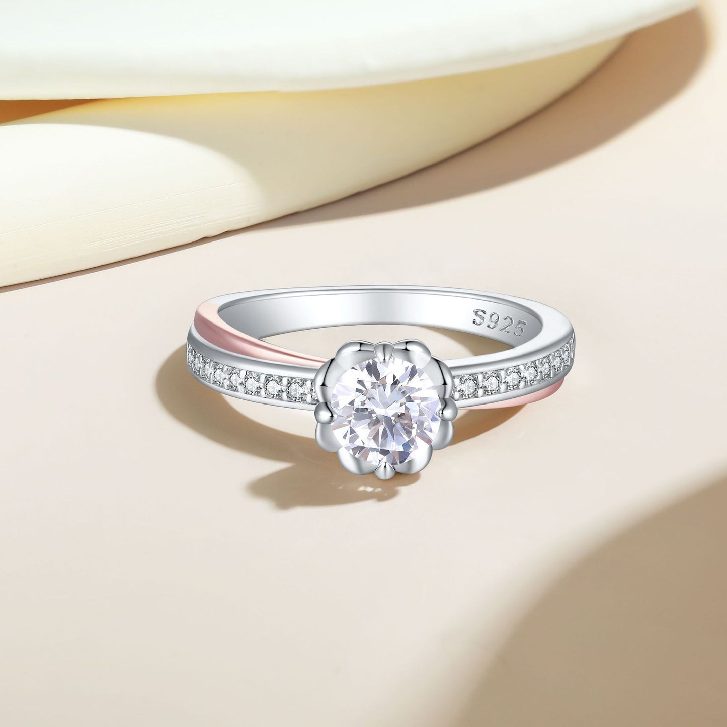 New Product 925 Sterling Silver Half-Body Color Separation Ring
