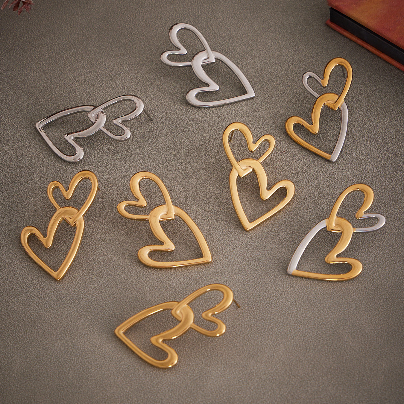 Planderful Double Love Earrings 18K Gold Plated Women