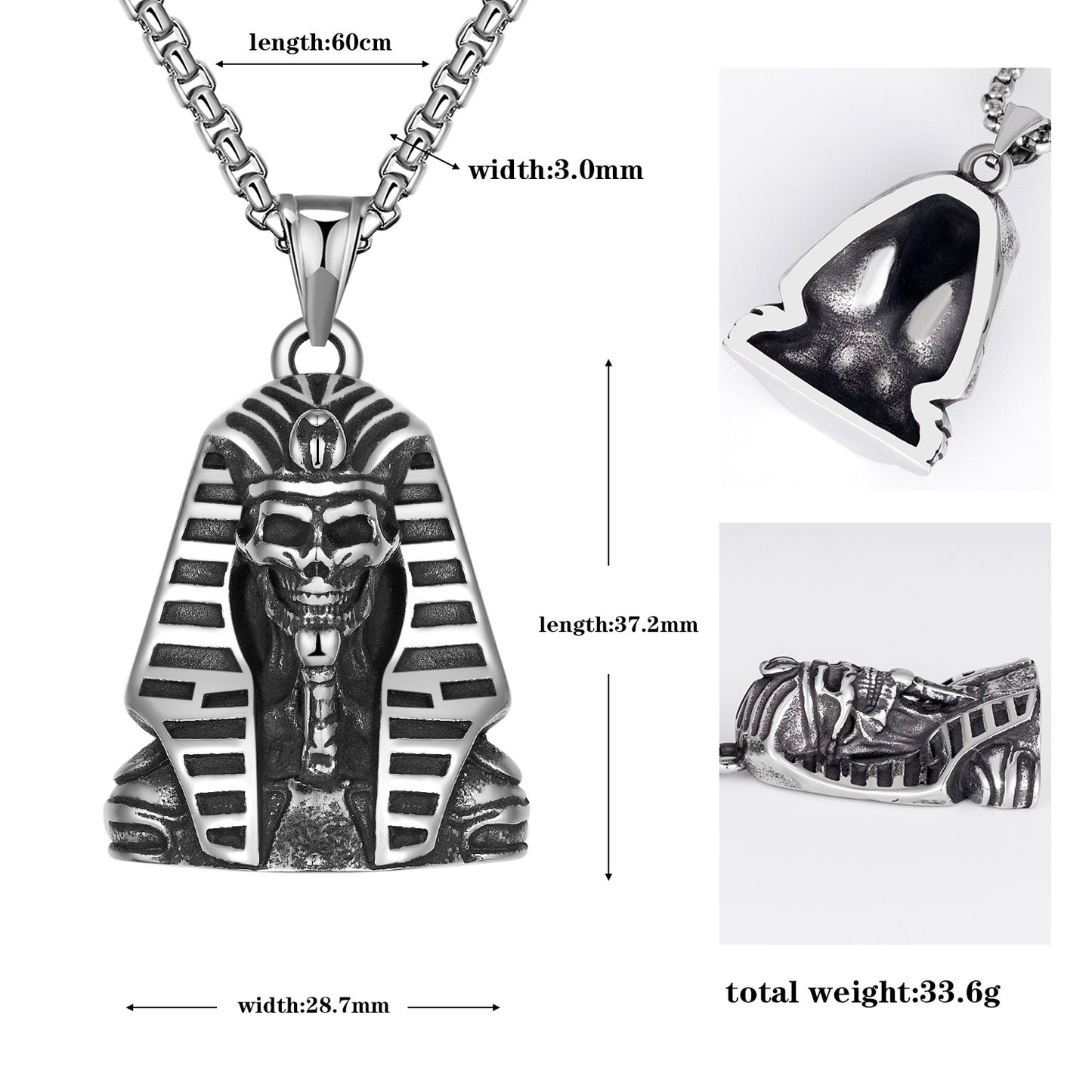 Steel Necklace – Vintage Egyptian Pharaoh Sphinx Pendant For Statement Style And Bold Presence