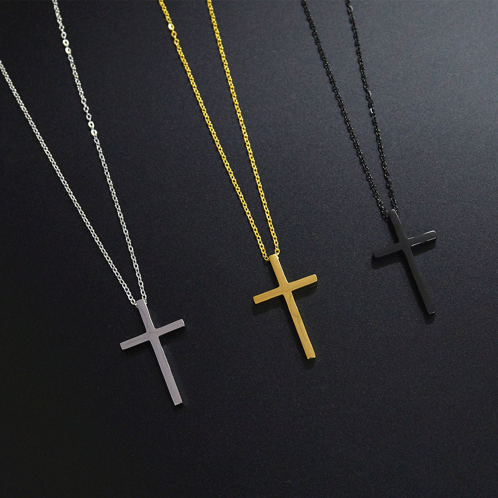 Planderful Everyday Genie Unisex Cross Necklace Titanium Steel Glossy Non Fading Durable Accessory