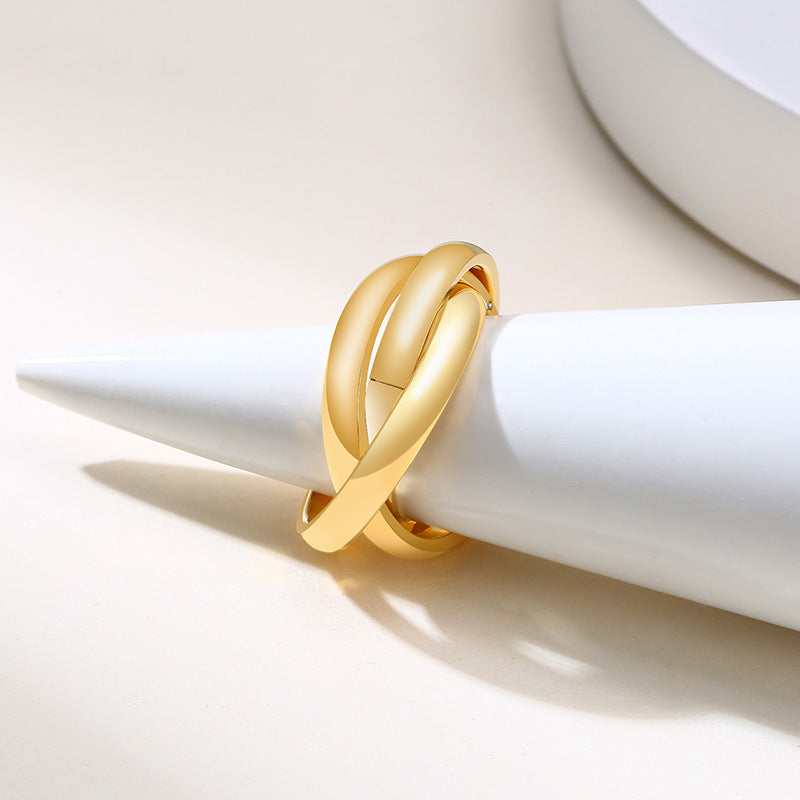 European And American Jewelry Three-In-One Plain Fashion Ring