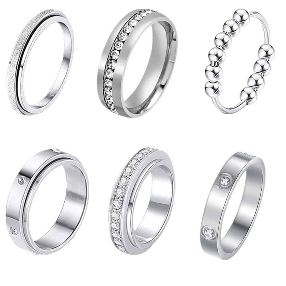 Planderful Rotating Zircon Couple Ring Set For Men Women
