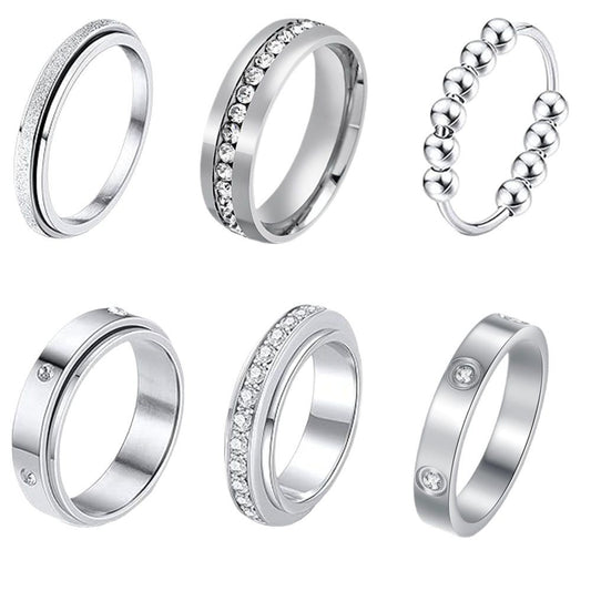 Planderful Rotating Zircon Couple Ring Set For Men Women