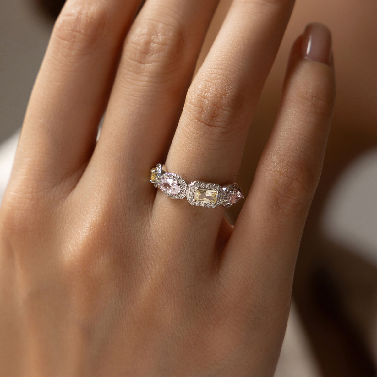 925 Sterling Silver Sugar-Cube Pavé Zircon Ring