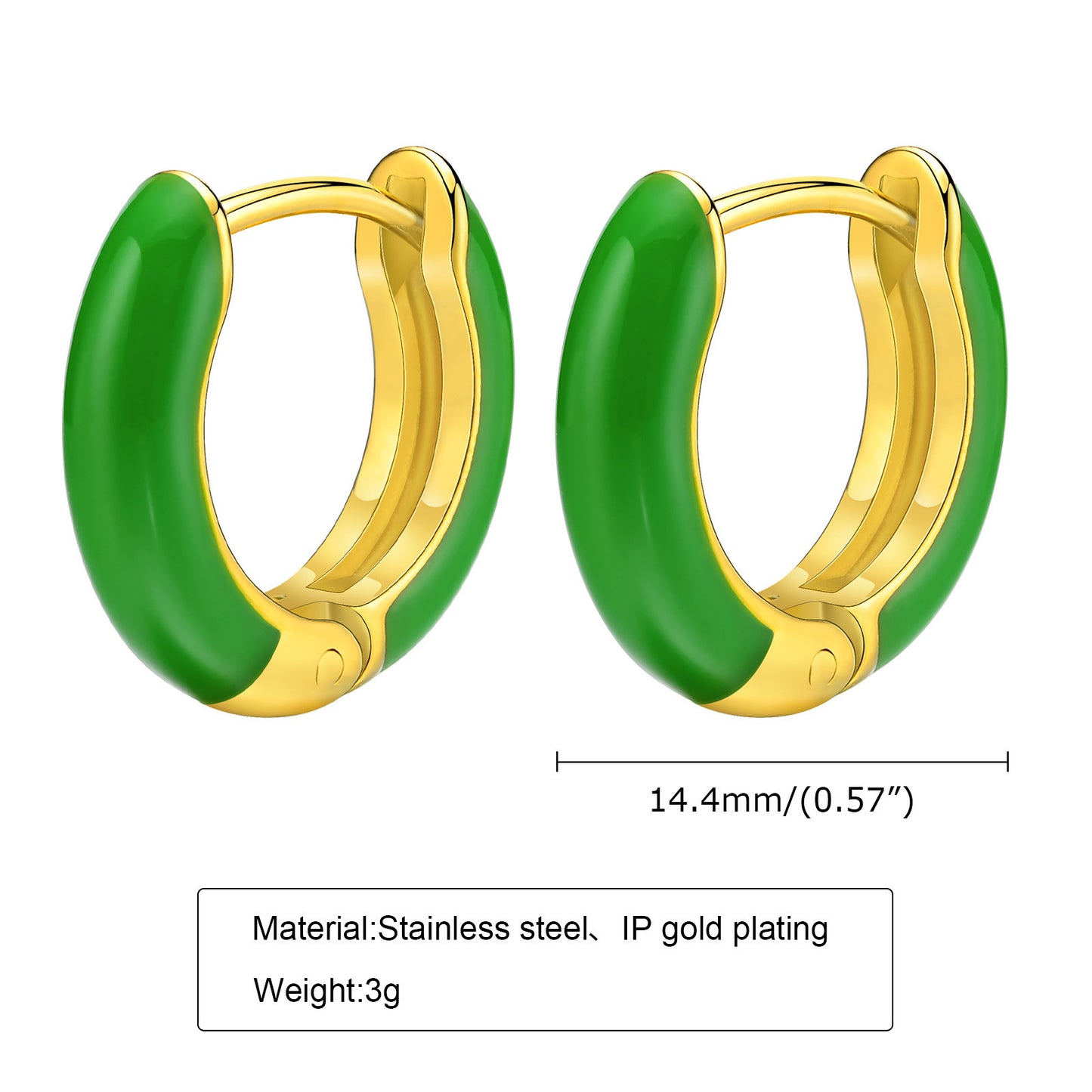 Ladies Fashion Stainless Steel Candy Color Earrings Gold Set