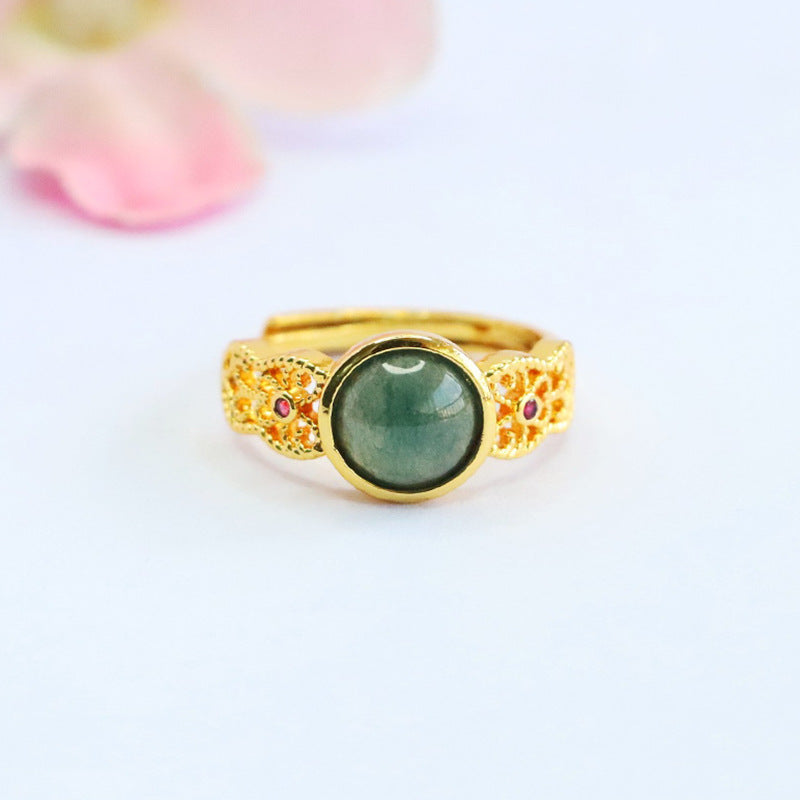 Blue-Water Jadeite Filigree Ring