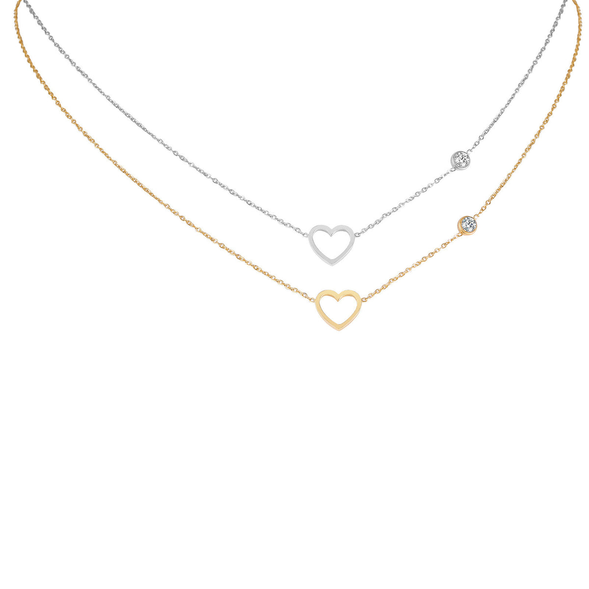 Stainless Steel Zircon Hollow Heart Necklace Collarbone Chain