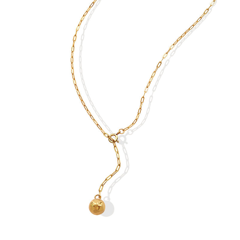 Geometric Ball Pendant Necklace with Adjustable Tassels - Stylish Gold-Plated Women's Jewelry