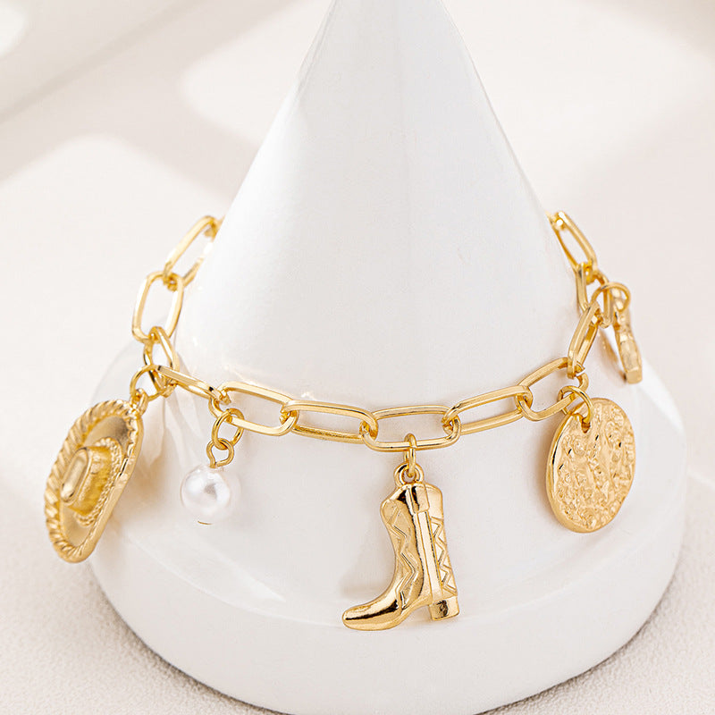 Planderful Vienna Verve Bracelet – Stylish Metal Design with Pearl Pendant