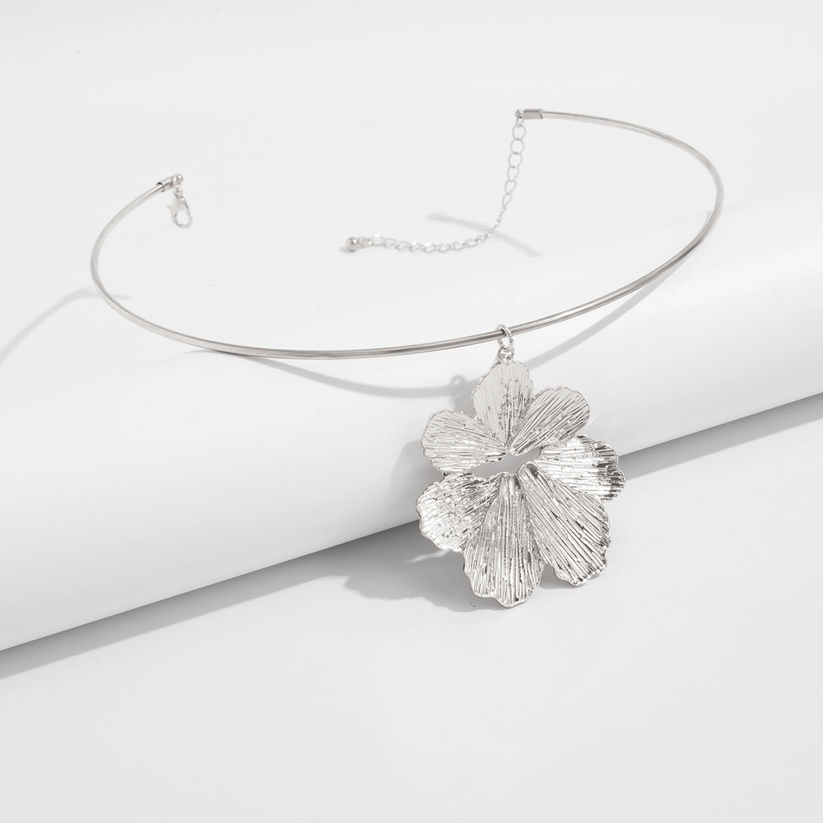 Sculptural Hammered Flower Choker