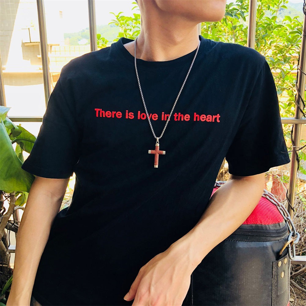 Pendant Titanium Steel Pear Wood Cross Pendant Men's Jewelry