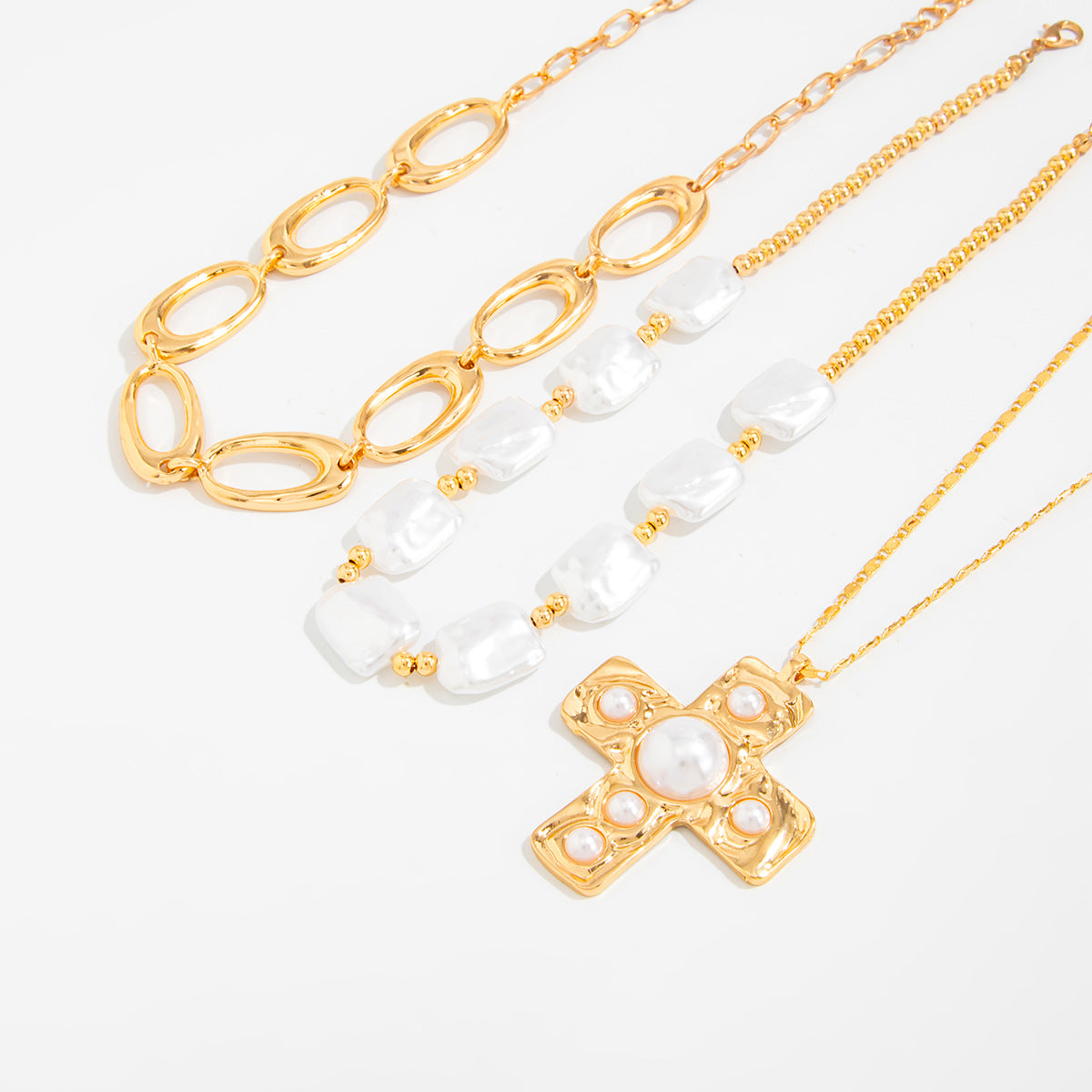 Punk Cross Pearl O-Link Necklace Collection