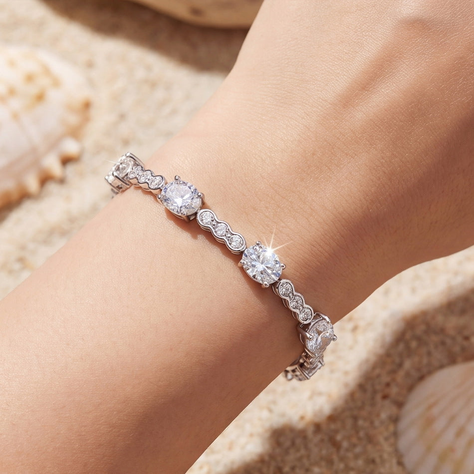 S925 Sterling Silver Moissanite Oval Bracelet