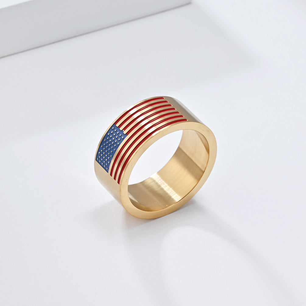 Cross-Border Hot-Selling National Flag Titanium Steel Ring