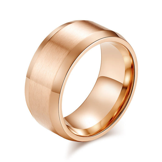 Matte Stainless Steel Ring – Gold-Plated Wide Brushed