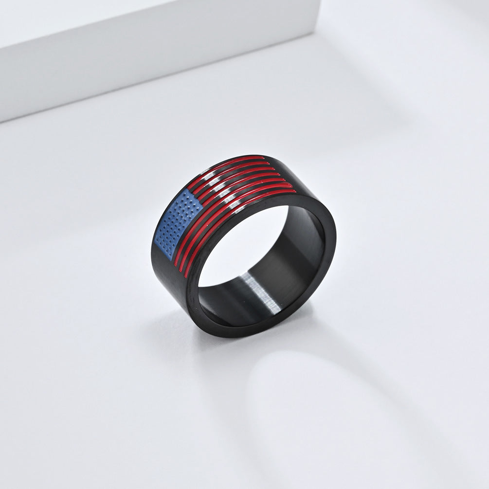 Cross-Border Hot-Selling National Flag Titanium Steel Ring