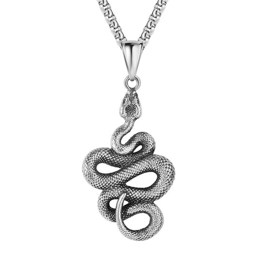 Planderful Everyday Genie Retro Snake Steel Pendant Unisex Protection Statement Jewelry
