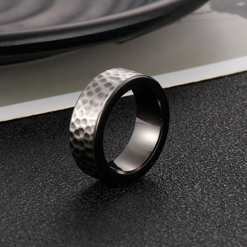 Personalized Minimalist 8mm Men's Titanium Steel Ring with Smooth Groove Design in South Korea