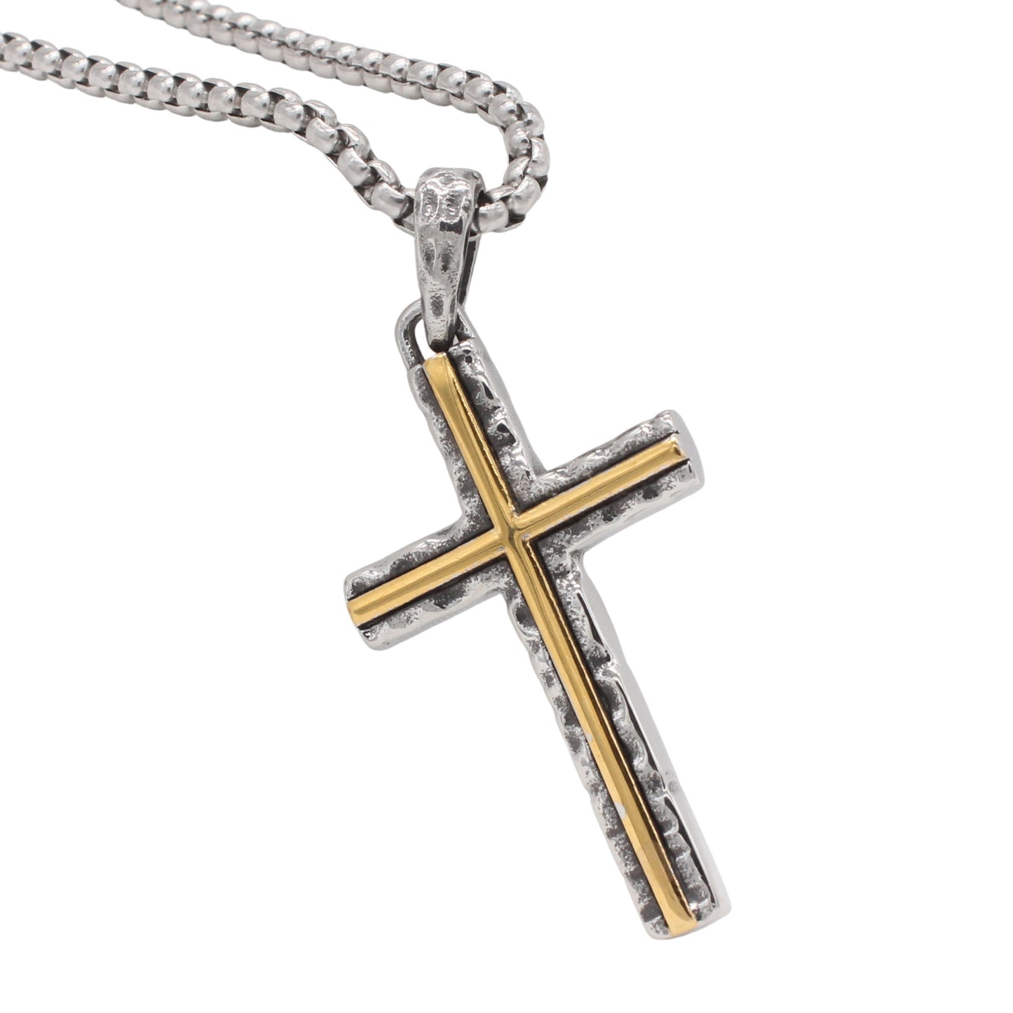 Planderful Everyday Genie – European and American Retro Cross Men's Titanium Steel Pendant Necklace for Men