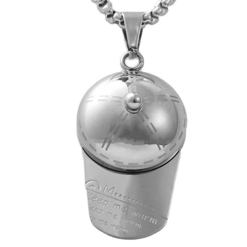 Trendy Men's Retro Hat Pendant Necklace in Titanium Steel