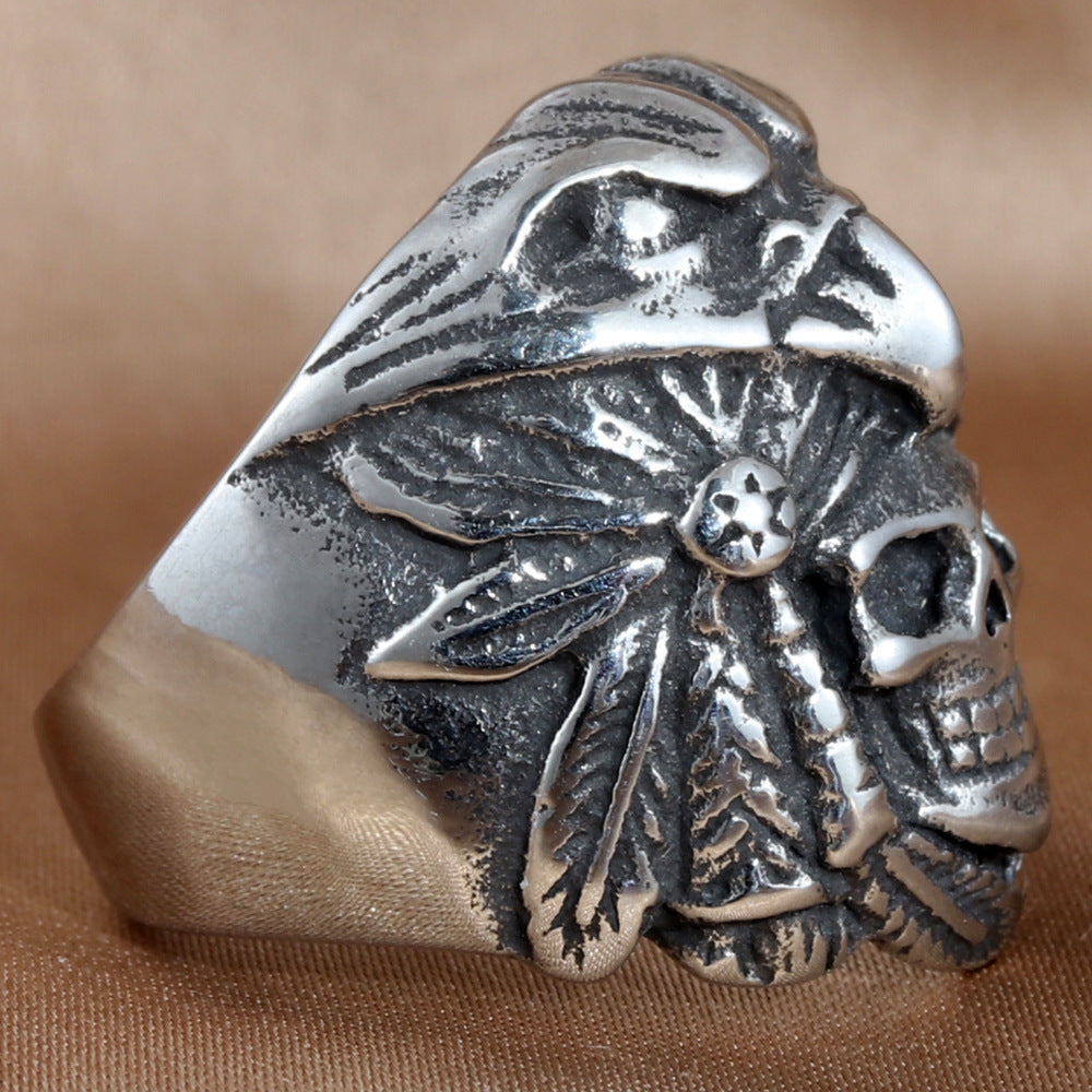 Titanium Steel Eagle and Skull Ring for Men - Retro Trendy Accessories in European and American Style