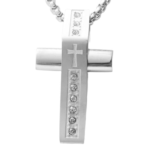 Stylish Titanium Steel Cross Pendant Necklace for Men - Personalized Retro Design