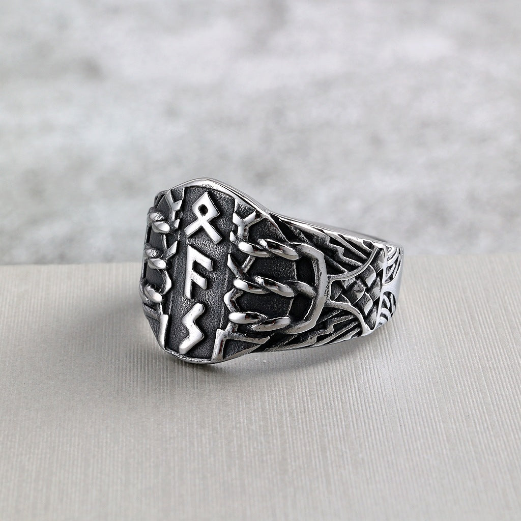 Vintage Viking Stainless Steel Men's Ring
