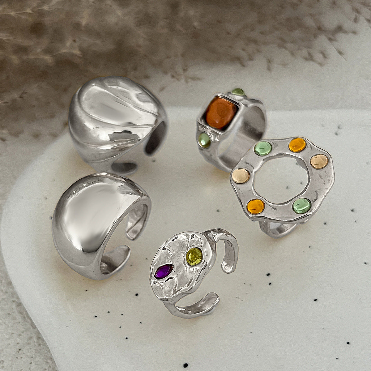 Planderful Vienna Verve Jewelry Set – Retro Exaggerated Design with Adjustable Ring