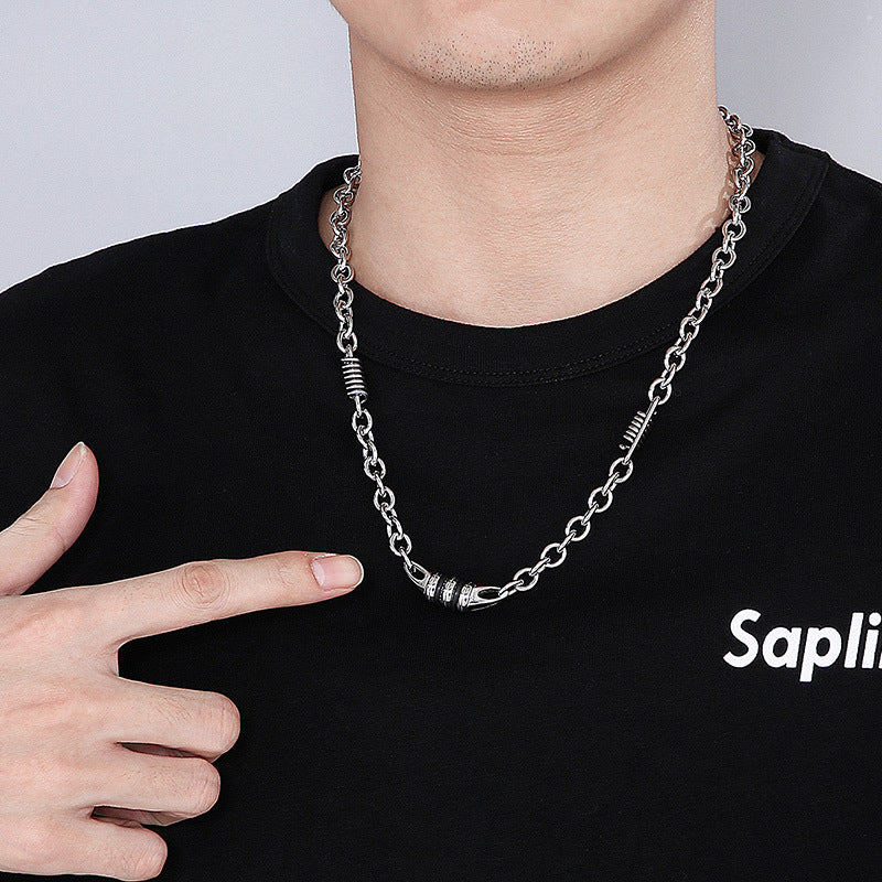 Enjoy Creative Models, Street Auction Round O-Chain Splicing Olive Core Spring Men's Necklace